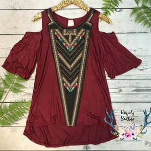 Cold shoulder flowy top
